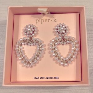 2/$40 Piper K Bridal Heart Pearl Earrings NEW In Box